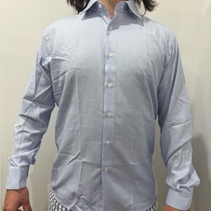 European Ettore Milano Sky Blue Men's Casual Button Down Shirt